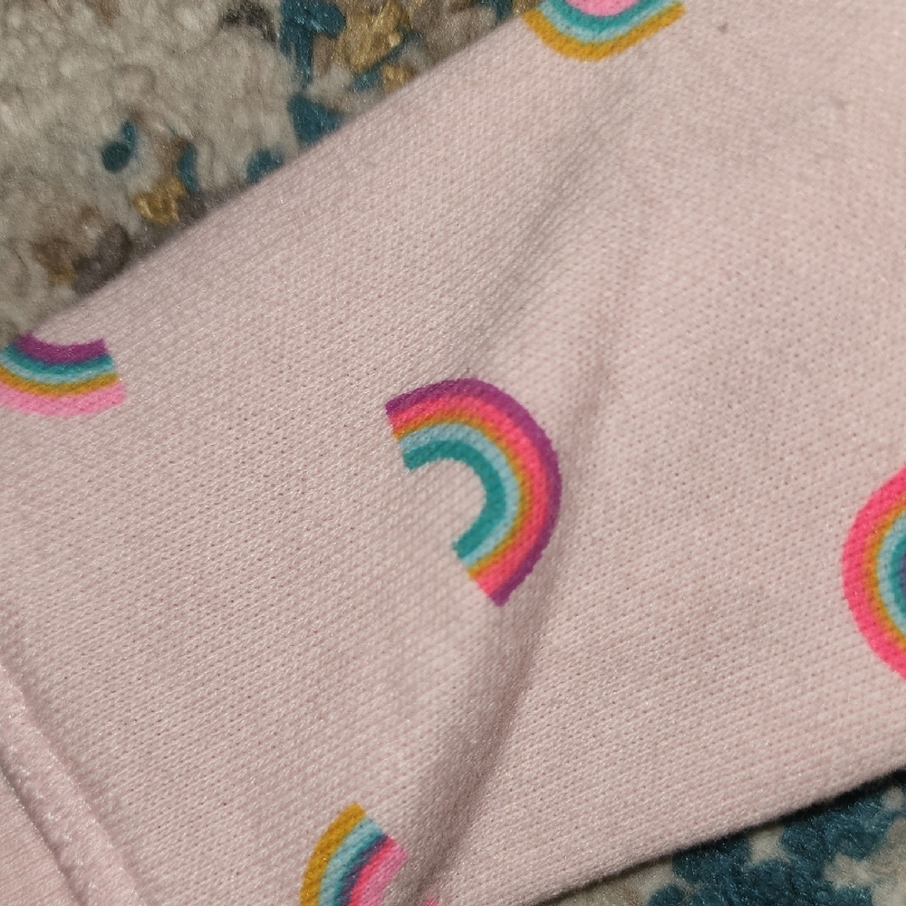 Like New Cat & Jack Light Pink Hoodie with Rainbow Accents 12 Mos. - Picture 3 of 11